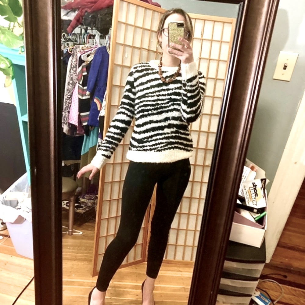 NWT Wool/Alpaca blend Crew Cuts zebra print sweater
